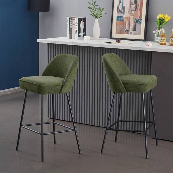 Sedie da bar sgabello da bar dal design Aragon, seduta imbottita con anima a molle, seduta in lino e tessuto, gambe in metallo per bar, bancone, cucina, sala da pranzo, caffetteria e bistrot