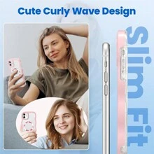 1pc Pink Magnetic 2-In-1 Wavy Color Frame Candy Color Detachable MagSafe Compatible Fashion Girlfriend Boyfriend Gift Curly Asymmetric Thick Air Cushion Anti-Fall Anti-Scratch TPU Soft Transparent Backboard Protective Case Compatible With Apple IPhone 16 Pro/16 Pro Max/16 Plus/16/15 Pro/15 Pro Max/15 Plus/15/14 Pro/14 Pro Max/14 Plus/14/13 Pro/13 Pro Max/13/12 Pro/12 Pro Max/12/11 Pro Max/11/XS Max/XR/XS/X