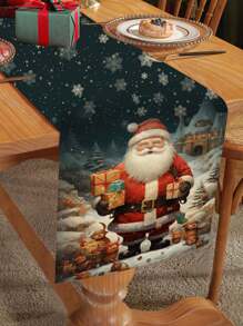 1 tấm khăn trải bàn chống thấm nước in họa tiết Giáng sinh bằng polyester, nhiều kích cỡ, không khí lễ hội, thích hợp cho trang trí ngày lễ thanh lịch, đám cưới, Giáng sinh, Lễ tạ ơn - Thêm nét tinh tế cho bàn ăn của bạn - ông già Noel xanh đậm - Xem 6