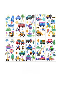 10pcs Personalized Cartoon Temporary Tattoo Stickers, Cute Watch, Arm, Face Sticker, Fun Art, Waterproof, Easy To Use And Remove