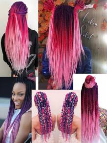1/3/5 件/包渐变红色辫子大号编织马尾辫合成钩针接发时尚日常使用派对角色扮演万圣节 24 英寸 - 漸層粉紅色 - 查看 6