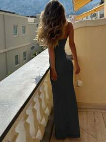 Women's Elegant Romantic Sunset Date Valentine's Day Sweet Lace Mesh Dress, Fitted - Black - View 4