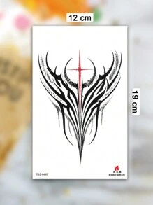 1 Sheets Big Size Body Art Temporary Tattoo Stickers For Women Or Men, Black Old School Style Neck Totem Pattern, Waterproof Fake Tattoo, Lasts 2-5 Days, Covering Scars, Can Be Used On Arms Wrist Shoulders Legs Waist Neck Hand Chest Thighs Finger Ankle, Suitable For Parties, Gifts, Vacations, Body Decoration