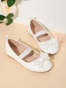 1 Pair Girls' Shoes With Floral Decor Elastic Lace Up, Slip-On Design Flat Minimalist Versatile Suitable For Spring Autumn