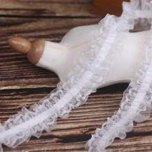 1 件 1M DIY 弹性带，双层褶皱网眼面料，带蕾丝边缝纫工艺，服装配饰 - 彩色 - 查看 6