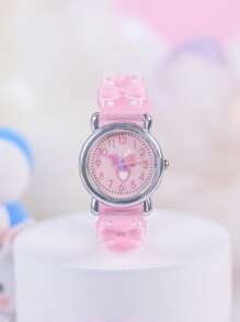 1pc New Bow-Knot Fashionable Cute Cartoon Quartz Watch, Suitable For Daily Attire, Holiday Gift