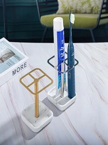 Portaspazzolino in acciaio inossidabile, organizer multifunzionale per il bagno per il ritorno a scuola che risparmia spazio per il dentifricio