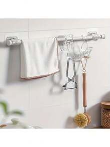 4 件可调节窗帘杆和毛巾杆支架 - 无需钻孔，易于安装，适用于家用窗帘和毛巾悬挂的可扩展支架