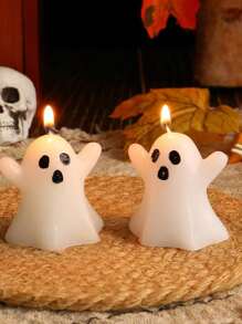 1pc Halloween Ghost Scented Candle, Spooky Atmosphere Festive Gift, Hand-Made Smokeless Candle, Suitable For Dining Table, Party, Birthday Cake, Home Decor, Wedding Party Decor, Fragrant Candle, Suitable For Halloween, Thanksgiving, Christmas Party,Christmas Halloween Decor Room Decor