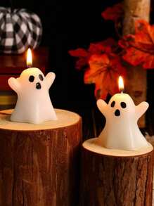1pc Halloween Ghost Scented Candle, Spooky Atmosphere Festive Gift, Hand-Made Smokeless Candle, Suitable For Dining Table, Party, Birthday Cake, Home Decor, Wedding Party Decor, Fragrant Candle, Suitable For Halloween, Thanksgiving, Christmas Party,Christmas Halloween Decor Room Decor