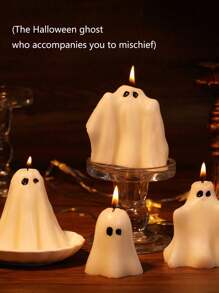 1pc Halloween Ghost Scented Candle, Spooky Atmosphere Festive Gift, Hand-Made Smokeless Candle, Suitable For Dining Table, Party, Birthday Cake, Home Decor, Wedding Party Decor, Fragrant Candle, Suitable For Halloween, Thanksgiving, Christmas Party,Christmas Halloween Decor Room Decor