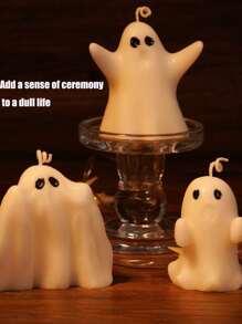 1pc Halloween Ghost Scented Candle, Spooky Atmosphere Festive Gift, Hand-Made Smokeless Candle, Suitable For Dining Table, Party, Birthday Cake, Home Decor, Wedding Party Decor, Fragrant Candle, Suitable For Halloween, Thanksgiving, Christmas Party,Christmas Halloween Decor Room Decor