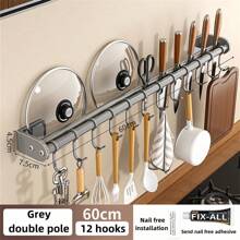 Kitchen Wall Mounted Storage Rack, No Tools Required, Holder For Spoons, Forks, Knives, Pot Lids, Organizer, Accessory Set