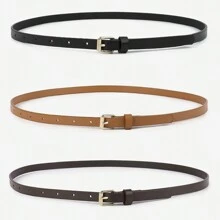 3条/1条多功能迷你方形扣女士腰带，合金针扣，适用于连衣裙、毛衣、外套，四季皆宜，秋季、万圣节适用