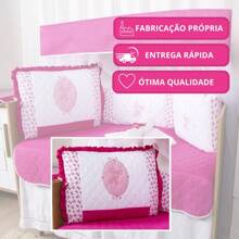 10 Piece American Crib Kit With Embroidered Side Protector For Boys And Girls - Pink Sneakers - View 5