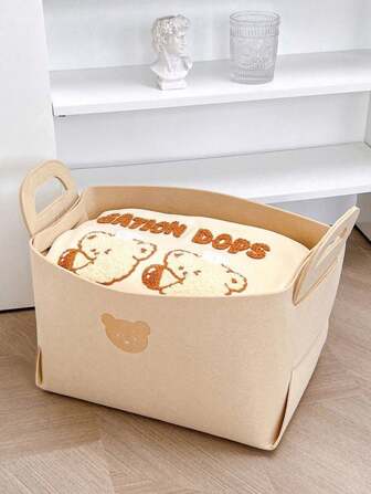 3 Stück Bären Filz Aufbewahrungskorb, Desktop Aufbewahrungsbox, zusammenfaltbarer Aufbewahrungskorb, Snack und Spielzeug Aufbewahrungskorb, Kosmetikaufbewahrungsbox, Wäschekorb