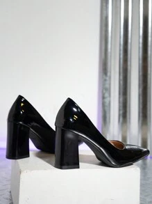 Damen elegante spitze Zehen Plateau-Pumps mit Absatz, stilvolle schwarze High Heels für Frühling und Herbst