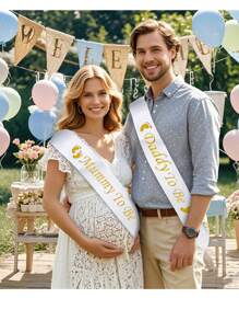 婴儿洗礼派对肩带、孕妇白金脚印熊、婴儿洗礼装饰、婴儿洗礼派对礼品、婴儿洗礼派对宾客礼品 - 白色 - 查看 6