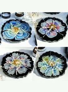 4pcs Resin Coaster Mold, Crystal Druzy Geode Silicone Agate Coaster Resin Mold, Asymmetrical Coaster Silicone Mold, Epoxy Resin Glossy Crystal Geode Agate, Applicable For Resin Coasters, Candle Holders - White - View 7