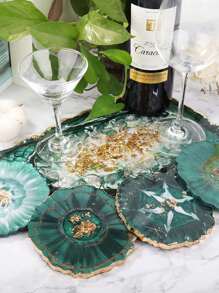 4pcs Resin Coaster Mold, Crystal Druzy Geode Silicone Agate Coaster Resin Mold, Asymmetrical Coaster Silicone Mold, Epoxy Resin Glossy Crystal Geode Agate, Applicable For Resin Coasters, Candle Holders - White - View 3