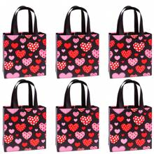 6pcs Reusable Valentine's Day Gift Bags, Non-Woven Heart-Shaped Handbag For Party, Class, Birthday, School Gift Packaging Valentine's Day