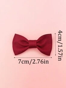 2pcs Pet Bow Hairpin Frog Buckle Cats&Dogs Cute Hair Clip Prevent Dropping - Burgundy - View 2