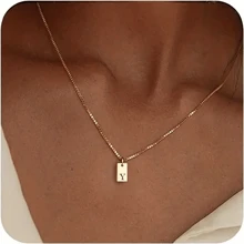 1pc Personalized Delicate Initial Letter Pendant Necklace, Customized Engraved Letter Pendant Necklace With Chain, Simple Name Necklace, Women Personalized Jewelry Gift, Bridesmaid Gift