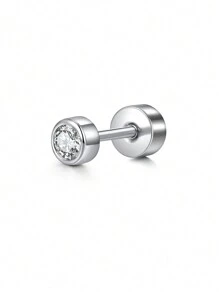 CIZME 1pc Silver Cubic Zirconia Ear Cuff, Lip Ring, Earring, Ear Cartilage/Helix/Tragus/Conch Piercing Jewelry, Stainless Steel Ear Cartilage Helix Earring (For Women), 16G 20G Ear Cartilage Earring, Flat Ear Cartilage Helix Conch Piercing Jewelry (For Women), 16G 20G Ear Helix Earring (For Women), Flat Ear Cartilage Earring (Stainless Steel), Flat Earring Stud, Lip Stud, Ear Cartilage Helix Conch Piercing Jewelry - Silver - View 16