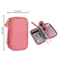 2 Layers Pink/Grey/Black/Navy Travel Portable Digital Product Storage Bag USB Data Cable Organizer Headset Charging Treasure Box Bag Back To School