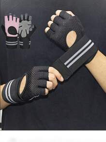 2pcs Breathable Workout Gloves For Men Women, Padded Weight Lifting Gloves With Wrist Wraps Support, Full Palm Protection, Grip For Gym Training, Fitness, Weightlifting, Exercise Fingerless