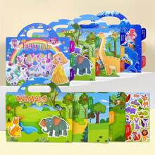 Książka z naklejkami dla dzieci, 1 zestaw wielokrotnego użytku książka z naklejkami dla dzieci, zmywalne naklejki wielokrotnego użytku, naklejka zabawka dla dzieci w wieku 3-6 lat chłopcy i dziewczynki, wczesna edukacja skupiająca się i rozwijająca kreatywność książka z naklejkami DIY, przenośne i ciche gry zabawne w podróży, książka z naklejkami podróżnymi, prezent urodzinowy, prezent dla ucznia z powrotem do szkoły, uczeń - Wielokolorowe - Zobacz 3