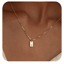 1pc Personalized Delicate Initial Letter Pendant Necklace, Customized Engraved Letter Pendant Necklace With Chain, Simple Name Necklace, Women Personalized Jewelry Gift, Bridesmaid Gift