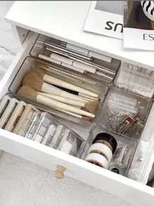 6pcs Drawer-Style Desktop Hair Accessories Storage Box Transparent Dressing Table Storage Box Anti-Fall Multi-Layer Jewelry Small Object Storage Exquisite Jewelry Storage Box Hair Clips Makeup Organizer