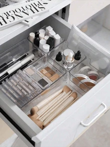 6pcs Drawer-Style Desktop Hair Accessories Storage Box Transparent Dressing Table Storage Box Anti-Fall Multi-Layer Jewelry Small Object Storage Exquisite Jewelry Storage Box Hair Clips Makeup Organizer