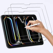 3片装屏幕保护膜，兼容iPad 5/6/7/8/9代（10.2/10.5英寸）、Air 1/2/3/4/5（10.9英寸）、第10代、Pro 11英寸、第1/2/3代（9.7英寸）、Pro 12.9英寸，钢化玻璃材质，透明，适用于iPad系列 - 生日礼物、送给家人朋友的礼物、屏幕保护膜、配件、防水、防震、防刮、防指纹、全覆盖 - 無色 - 查看 5