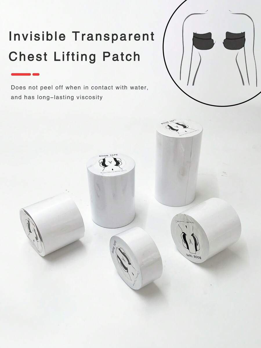 Băng dán ngực trong suốt 2,5cm/3,8cm/5cm/7,5cm/10cm thời trang nâng ngực Băng dán ngực vô hình Áo ngực cho phụ nữ mặc váy hoặc quần áo nâng ngực - Trong sáng - Xem 1