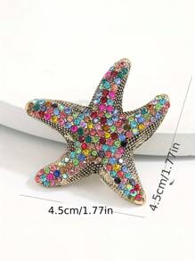 1pc Vintage Boho Style Colorful Rhinestone Starfish Fashion Brooch Pin, Versatile & Great Gift For Women