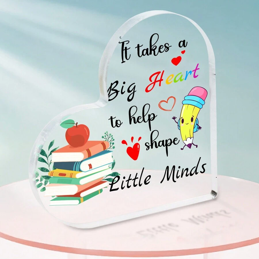 1 件，教师铅笔书心形透明亚克力桌面装饰摆件，学生送给老师的教师节礼物，适合开学季和教师节特别礼物 - 紅色 - 查看 1