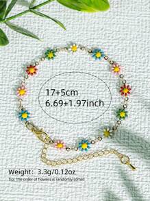 1 chiếc vòng tay chuỗi hoa cúc nhiều màu cho nữ, trang sức thời trang đa năng nhiều màu, vòng tay sang trọng thanh lịch lãng mạn cho bé gái, thích hợp cho kỳ nghỉ, hẹn hò, đeo hàng ngày, quà tặng sinh nhật - Nhiều màu - Xem 7