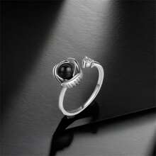 Stainless Steel Rose Simple Open Ring Photo Personal Custom Memory Projection Ring To Send Girlfriend Classmate Friend Mother Lover Boxed Gift