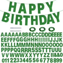 Juego de 116 piezas DIY de banner personalizable con purpurina, incluye 111 letras y números, 3 cuerdas y 2 dispositivos de enhebrado para decoración personalizada de banner de cumpleaños
