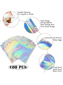 Holographic Colorful Self-Sealing Bags For Jewelry Gift Packaging, Perfect For Holiday Storage And DIY Projects, Thickened OPP Material, Resealable Multi-Purpose Seal Bags Ideal For Christmas, Thanksgiving, New Year, And Valentine's Day Gifts, Stylish Transparent Storage Solution For Accessories And Back To School Essentials
