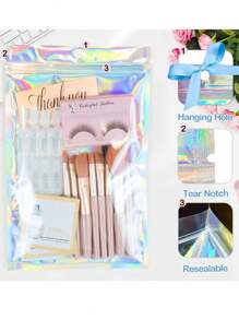 Holographic Colorful Self-Sealing Bags For Jewelry Gift Packaging, Perfect For Holiday Storage And DIY Projects, Thickened OPP Material, Resealable Multi-Purpose Seal Bags Ideal For Christmas, Thanksgiving, New Year, And Valentine's Day Gifts, Stylish Transparent Storage Solution For Accessories And Back To School Essentials