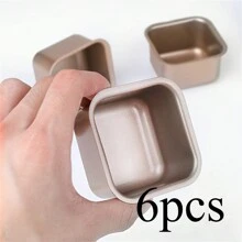 6 件迷你方形蛋糕和面包模具套装 - 不粘，烤面包和磅蛋糕 - 厨房必备小工具