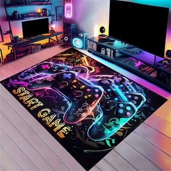 1pc Game Controller Area Rug, Suitable For Boys Room And Gamers, Non-Slip Washable Polyester Carpet, Indoor Game Room Bedroom Floor Mat, Low Pile Carpet For Living Room Office Kitchen