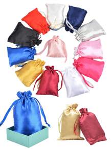 10pcs Satin Gift Bags With Drawstring, Party Favor Bags, Small Jewellery Pouch, Dust-Proof Bag,Fabric Cloth Drawstring Pouch Bags, For Bridal Shower Birthday Christmas - 10PACK - View 4
