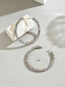 1 对女士奢华手工水晶装饰耳环 - 彩色 - 查看 4