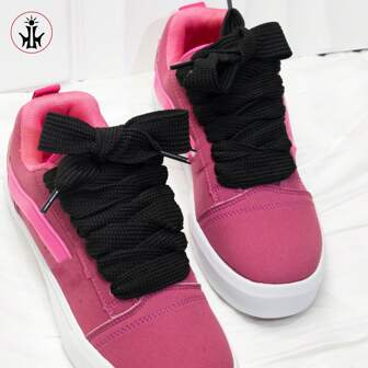 1 Pair Wide 2.5cm Flat Solid Color Shoelaces Sneakers Rope Accessories