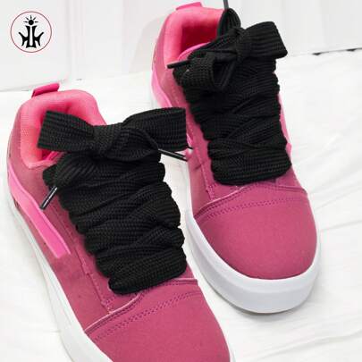 1 par de cordones anchos de 2,5 cm de unicolor para zapatillas y accesorios