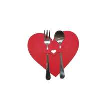 4pcs/Set Valentine's Day Knife Fork Set With Heart-Shaped Spoon & Fork In Decorated Ribbon Napkin Dining Mat Wedding Supplies - Multicolor - View 5